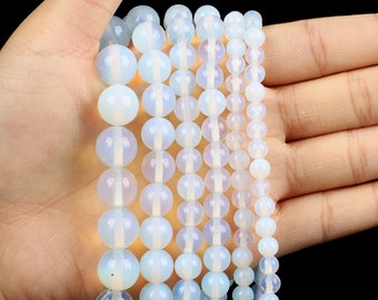 8mm Opalite Polished Round Smooth Beads Healing Energy Loose Gemstone Beads For Bracelet Necklace DIY Jewelry Making Design Bulk Lot Options