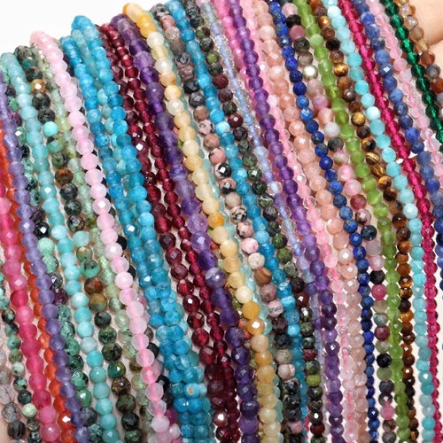 Natural Gemstone Beads 2mm 3mm 4mm Faceted Round Loose Etsy