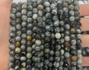 Perles rondes à facettes en forme d'oeil d'aigle, véritables pierres précieuses naturelles coupées, perles rondes en vrac pour la fabrication de bijoux à bricoler soi-même 4 MM 6 MM 8 MM 10 MM 14 MM Options de lot en gros