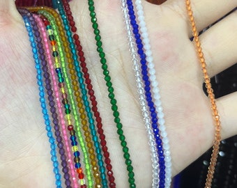 Cuentas redondas nano facetadas micro de 2 mm Cuentas espaciadoras Cuentas sueltas redondas de cristal de síntesis para hacer joyas de bricolaje 18 colores diferentes para elegir