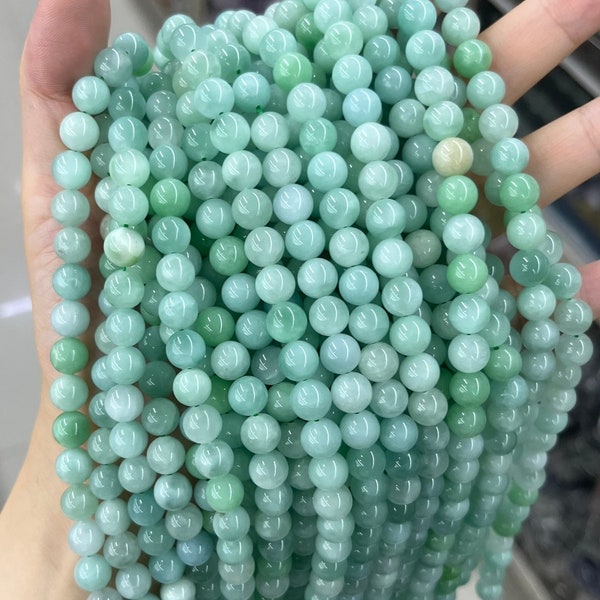 Natural Burma Jadeite Jade Round Smooth Beads Healing Energy Gemstone Loose Beads For Bracelet Necklace DIY Jewelry Making Bulk Lot Options