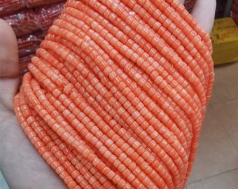 Perles de corail rouge rose orange tube Heishi en forme de rondelle de riz en forme de rondelle de pierre gemme entretoise perles en vrac pour bracelet collier fabrication de bijoux à bricoler soi-même qualité AAA