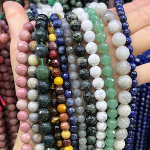 Genuine Gemstone Faceted Round Beads Healing Energy Loose Bead For Bracelet Necklace DIY Jewelry Making 4mm 6mm 8mm 10mm Fine Cut Round Bead