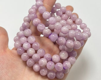 Natural Kunzite Stone Beads Bracelet Gorgeous Pink Purple Color Spodumene Stone Bead Bracelet 6mm 8mm 10mm Stone Round Bead in Great Quality