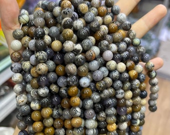 Natural Dendritic Opal Beads Healing Energy Gemstone Round Loose Bead For Bracelet Necklace DIY Jewelry Making AAA Quality Bulk Lot Options