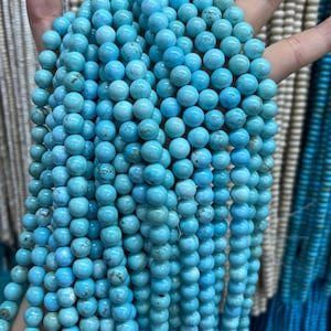 Blue Turquoise Round Beads Healing Energy Gemstone Loose Beads For Bracelet Necklace DIY Jewelry Making 4mm 6mm 8mm 10mm Bulk Lot Options