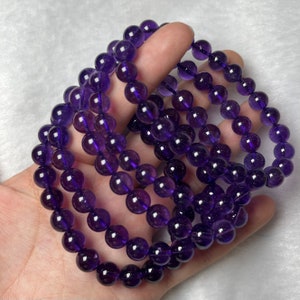 Natural Amethyst Purple Gemstone Healing Bracelet Spiritual Protection Balance Meditation Grounding Bracelet Inner Peace Mental Health Gift