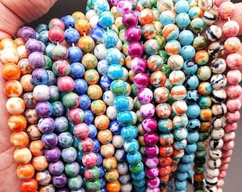 Cuentas redondas de cerámica, cuentas lisas de piedra curativa, cuentas sueltas redondas, cuentas de cerámica para pulsera, collar, fabricación de joyas DIY, 4mm, 6mm, 8mm, 10mm