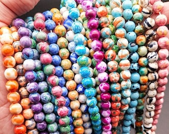 Ceramic Round Beads Stone Smooth Beads Healing Stone Round Loose Bead Ceramic Bead For Bracelet Necklace DIY Jewelry Making 4mm 6mm 8mm 10mm