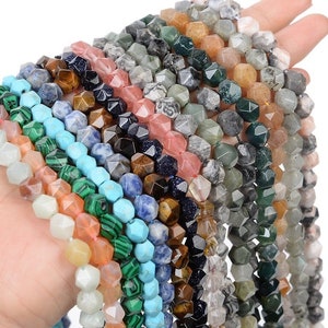 Natural Star 64 Cutting Faceted Beads Healing Energy Gemstone Loose Beads for DIY Jewelry Making Bracelet Necklace 6mm 8mm 10mm Nugget Beads