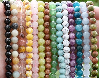 70 Options Natural Gemstone Round Smooth Beads Healing Genuine Stone Loose Beads For Bracelet Necklace DIY Jewelry Making 4mm 6mm 8mm 10mm