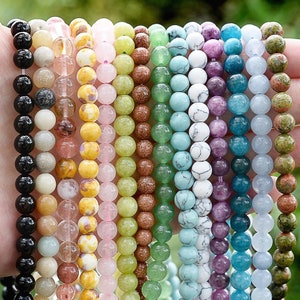 70 Options Natural Gemstone Round Smooth Beads Healing Genuine Stone Loose Beads For Bracelet Necklace DIY Jewelry Making 4mm 6mm 8mm 10mm image 1