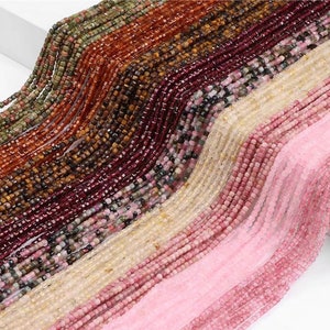 Perline cubiche sfaccettate da 2,5 mm Perline di pietre preziose naturali per la creazione di gioielli fai da te Perline di acquamarina/amazzonite/quarzo rosa/granato Perline cubiche quadrate minuscole
