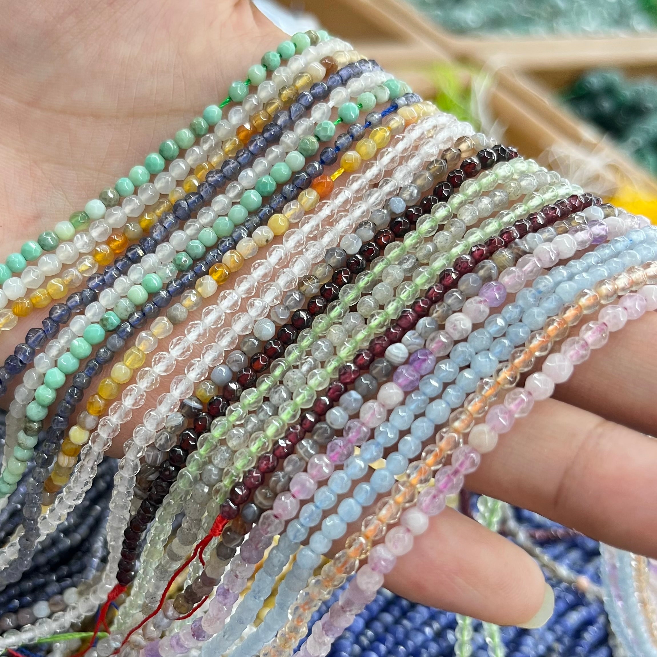 3mm 128 micro perles rondes à facettes perles de pierres précieuses naturelles pour la fabrication de bijoux à bricoler soi-même aigue-marine/amazonit