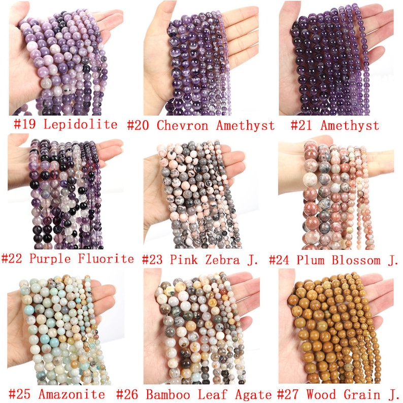 70 Options Natural Gemstone Round Smooth Beads Healing Genuine Stone Loose Beads For Bracelet Necklace DIY Jewelry Making 4mm 6mm 8mm 10mm image 4