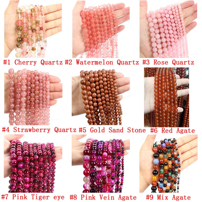 70 Options Natural Gemstone Round Smooth Beads Healing Genuine Stone Loose Beads For Bracelet Necklace DIY Jewelry Making 4mm 6mm 8mm 10mm image 2