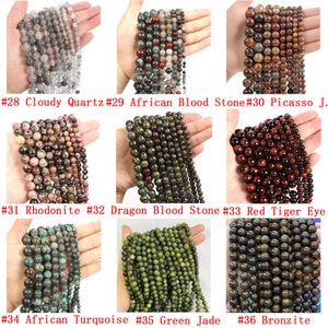 70 Options Natural Gemstone Round Smooth Beads Healing Genuine Stone Loose Beads For Bracelet Necklace DIY Jewelry Making 4mm 6mm 8mm 10mm image 5