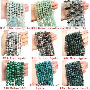 70 Options Natural Gemstone Round Smooth Beads Healing Genuine Stone Loose Beads For Bracelet Necklace DIY Jewelry Making 4mm 6mm 8mm 10mm image 6