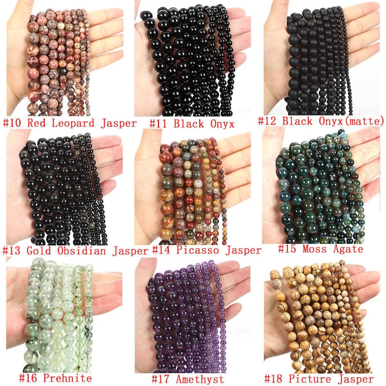 Genuine Natural Gemstone Round Smooth Beads Healing Energy Loose Beads For Bracelet Necklace DIY Jewelry Making Design 4mm 6mm 8mm 10mm 12mm image 3