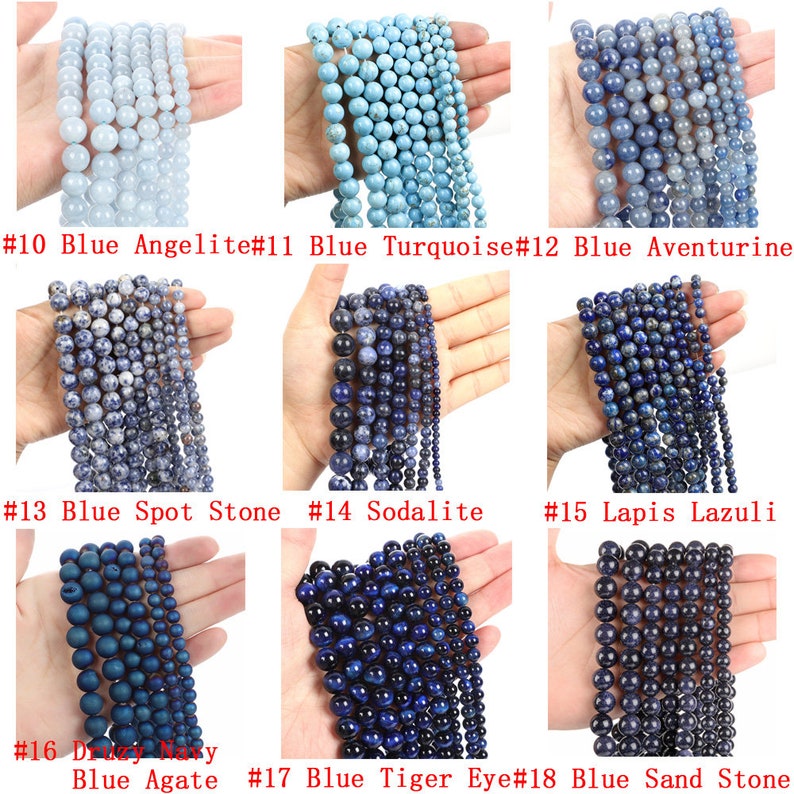 70 Options Natural Gemstone Round Smooth Beads Healing Genuine Stone Loose Beads For Bracelet Necklace DIY Jewelry Making 4mm 6mm 8mm 10mm image 3
