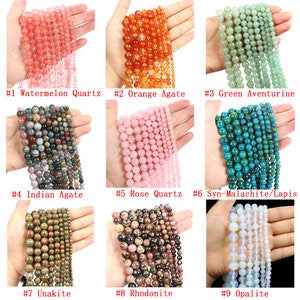 Genuine Natural Gemstone Round Smooth Beads Healing Energy Loose Beads For Bracelet Necklace DIY Jewelry Making Design 4mm 6mm 8mm 10mm 12mm zdjęcie 2