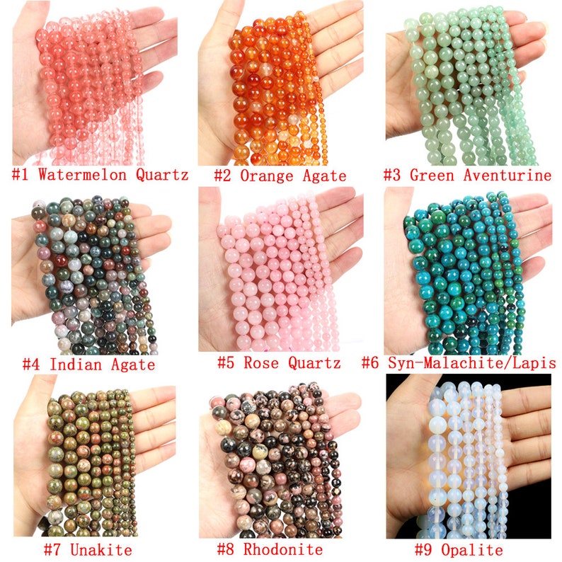 Genuine Natural Gemstone Round Smooth Beads Healing Energy Loose Beads For Bracelet Necklace DIY Jewelry Making Design 4mm 6mm 8mm 10mm 12mm image 2