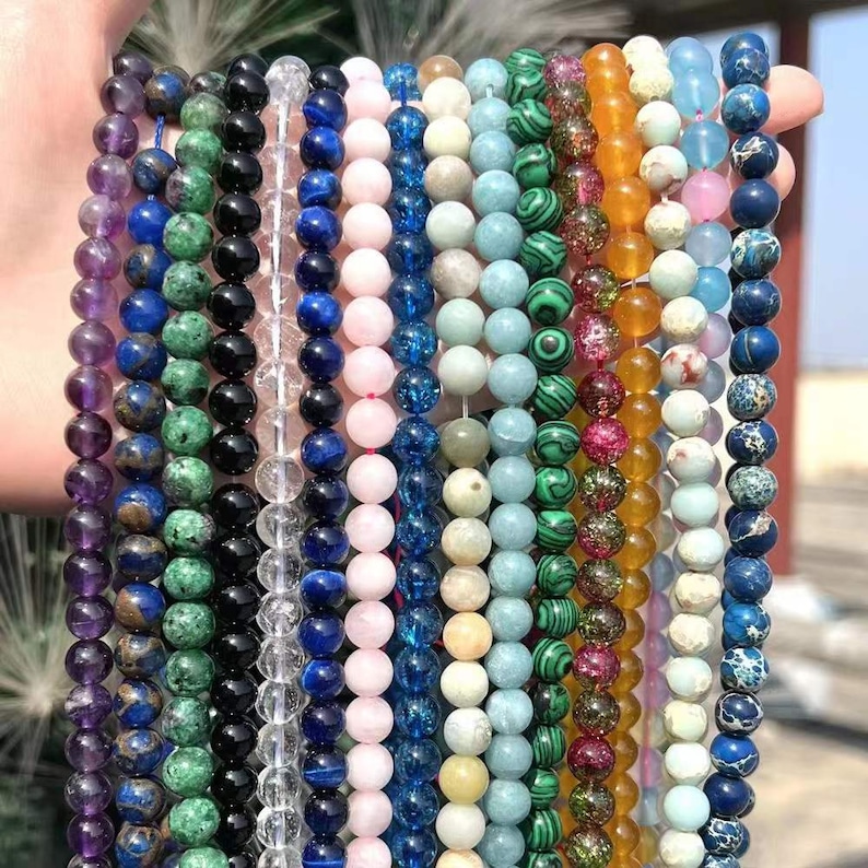 Genuine Natural Gemstone Round Smooth Beads Healing Energy Loose Beads For Bracelet Necklace DIY Jewelry Making Design 4mm 6mm 8mm 10mm 12mm zdjęcie 1