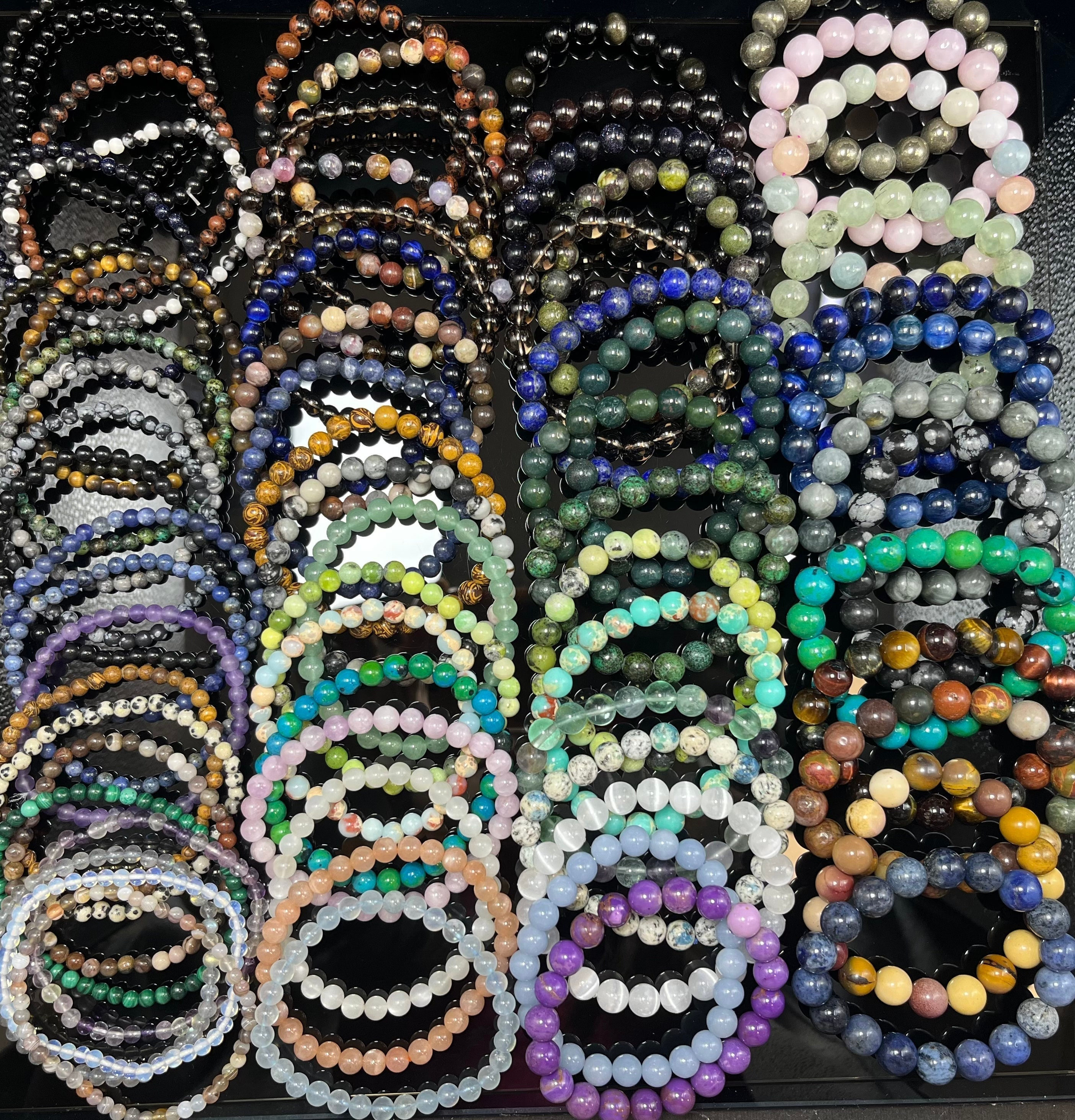 Natural Gemstone Beads Bracelet, Handmade Men Women Stretchy