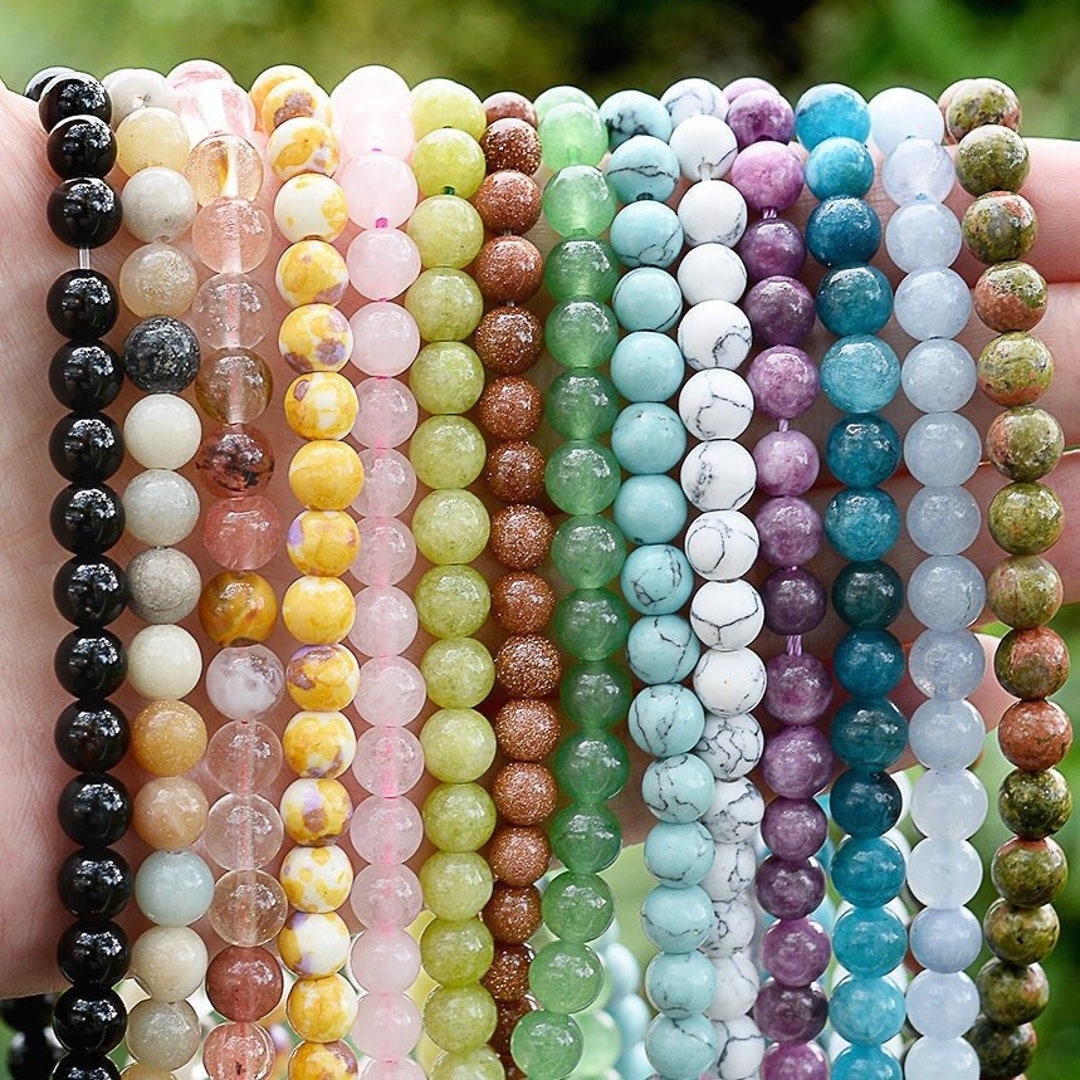 70 Options Natural Gemstone Round Smooth Beads Healing Genuine
