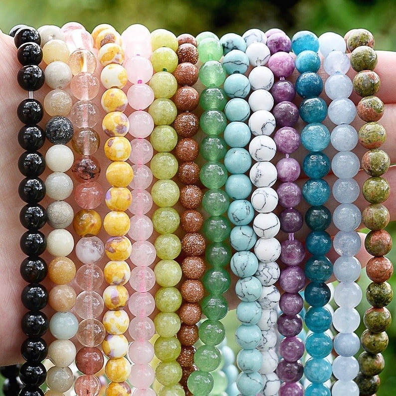 70 opties natuurlijke edelsteen ronde gladde kralen genezing echte steen losse kralen voor armband ketting DIY sieraden maken 4mm 6mm 8mm 10mm afbeelding 1