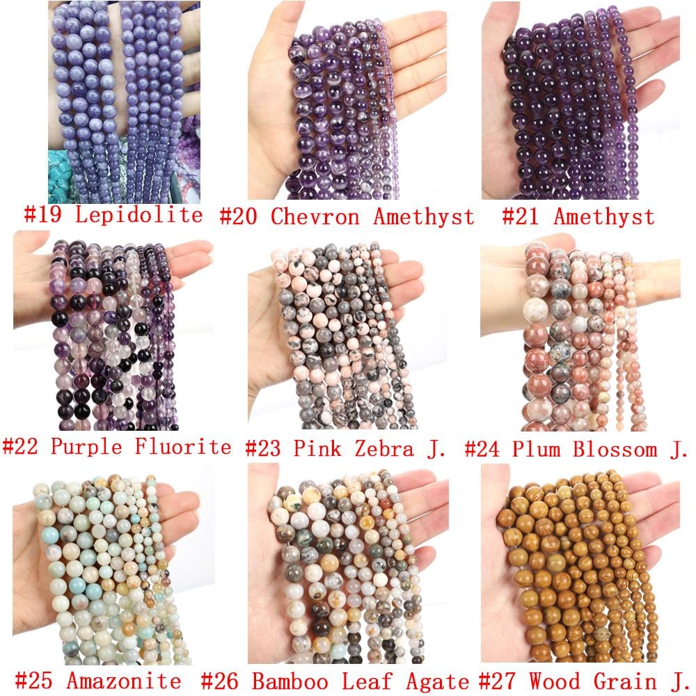 Malahill Natural Stone Beads For Jewelry Making - Plum Blossom Tourmaline, 10mm, 2 Strands With Stretch Cord