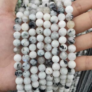 Black Moonstone Round Beads Genuine Natural Loose Round Semi Precious White Moonstone Gemstone Beads 4mm 6mm 8mm 10mm 12mm Bulk Lot Options