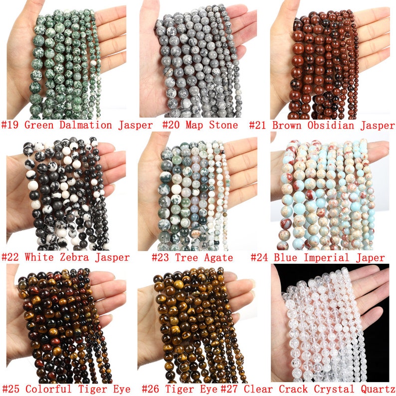 Genuine Natural Gemstone Round Smooth Beads Healing Energy Loose Beads For Bracelet Necklace DIY Jewelry Making Design 4mm 6mm 8mm 10mm 12mm zdjęcie 4