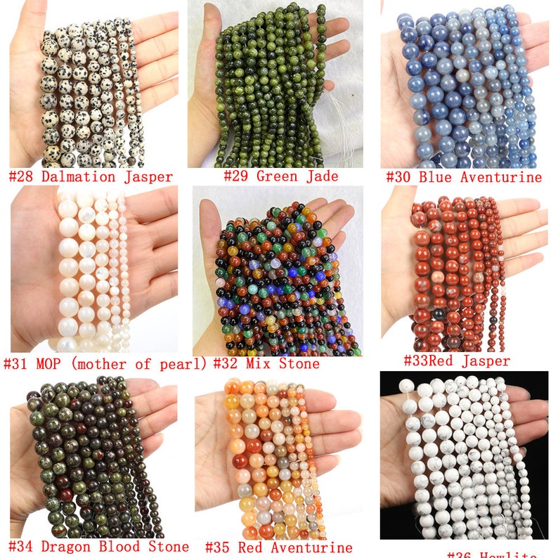 Genuine Natural Gemstone Round Smooth Beads Healing Energy Loose Beads For Bracelet Necklace DIY Jewelry Making Design 4mm 6mm 8mm 10mm 12mm image 5