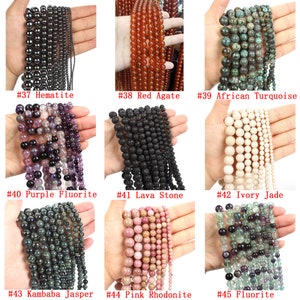 Genuine Natural Gemstone Round Smooth Beads Healing Energy Loose Beads For Bracelet Necklace DIY Jewelry Making Design 4mm 6mm 8mm 10mm 12mm image 6