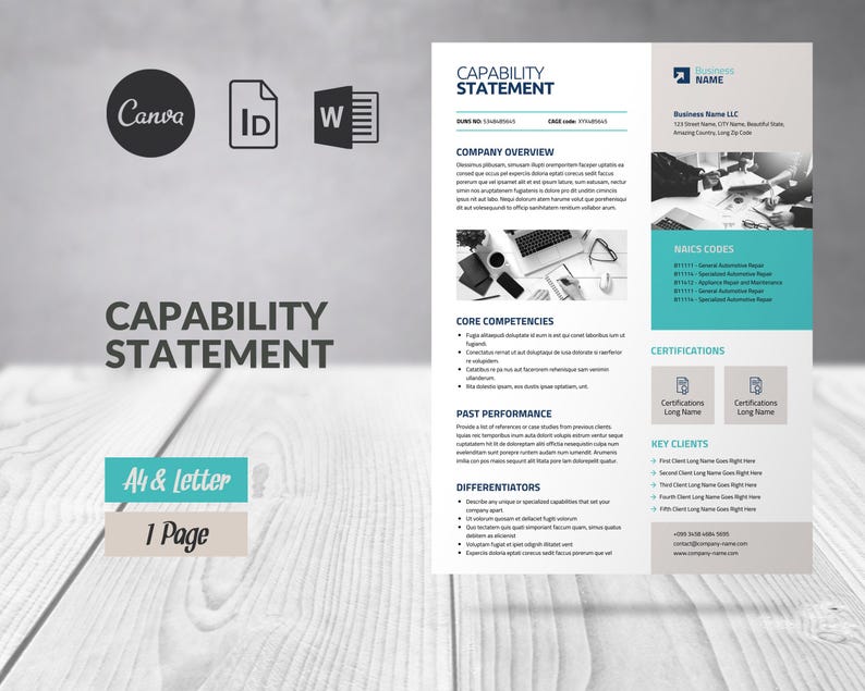 Business Capability Statement Template Canva Editable, Business ...