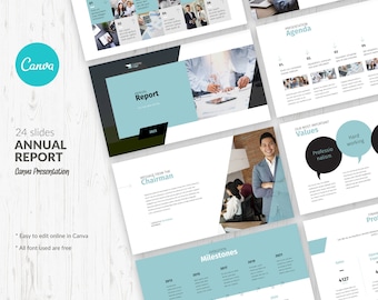 Business Presentation Canva Template, Annual Report Design Slide Deck, Canva Template Slideshow, Business Pitch Deck,  Business Report Canva