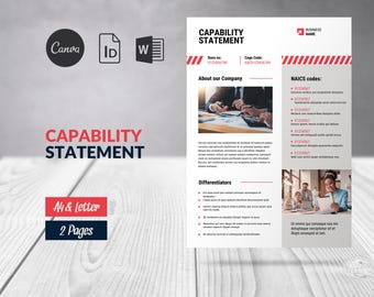 Business Capability Statement Canva Template, Word-Dokument Geschäftsfähigkeit, Flyer Geschäftsprofil, Bund und Unternehmen