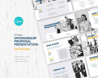 Sponsorship Proposal Presentation Canva Template, Sponsorship Request Slide Deck, Nonprofit Charity, Fundraising Proposal Pitch Deck Canva