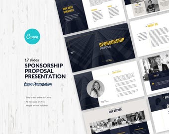 Szablon Canva do prezentacji propozycji sponsoringu, prezentacja propozycji organizacji non-profit na wydarzenie fundraisingowe, prezentacja biznesowa Canva z prośbą o sponsoring