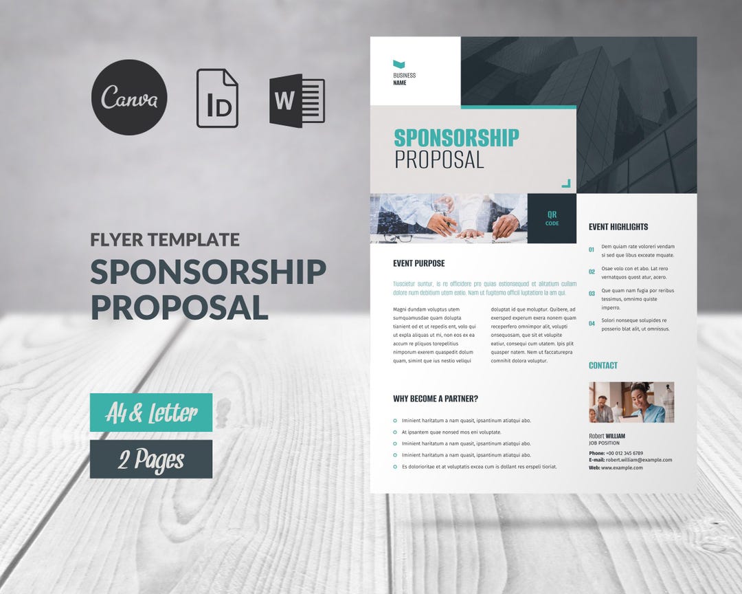 Sponsor Example Layout Sponsorship Proposal Template Canva, Flyer Event Charity Nonprofit ...