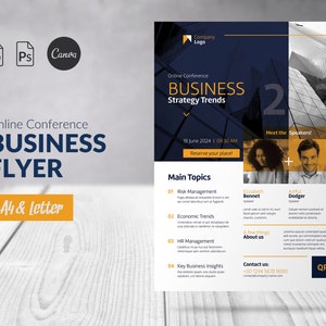 Business Conference Flyer Template, Event Promo Flyer Canva, Event Business Flyer Editable, Flyer Event Canva Poster, Professional Speaker