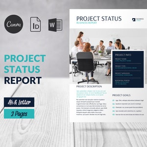 Projektstatus melden Vorlage Canva, Zwischenstand melden Vorlage Word, Kunden Projektbogen Indesign, Projektzusammenfassung