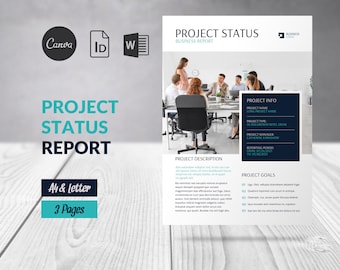 Projektstatus melden Vorlage Canva, Zwischenstand melden Vorlage Word, Kunden Projektbogen Indesign, Projektzusammenfassung