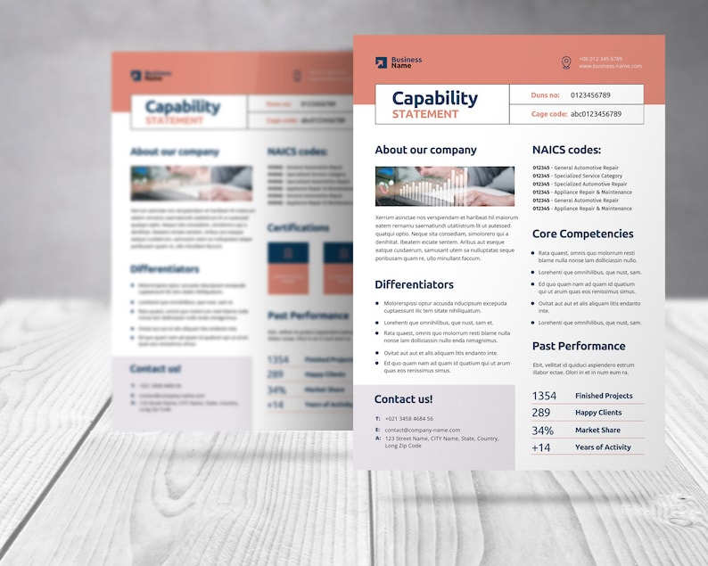 Capability Statement Business Document Canva Template, Company Flyer ...