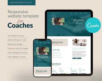 Entrenador de sitios web de Canva, Plantilla de página de inicio de ventas de cursos en línea, Entrenamiento de plantillas de sitios web de Canva, Sitio web de lanzamiento de cursos de consultor empresarial