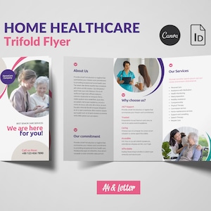Personal Home Care Flyer TriFold Template Canva, Senior Home Health Care Flyer, Home Care Assistance Elderly, Home Nursing Flyer Trifold