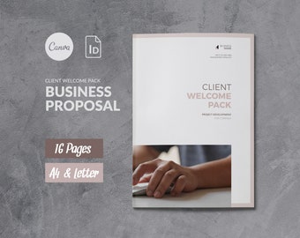 Client Welcome pack Canva Proposal Template, Business Brochure Client Onboarding Template, Word Project Proposal, Client Guide Package Canva