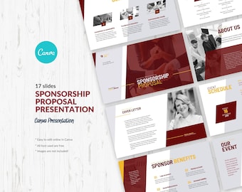 Szablon Canva do prezentacji propozycji sponsoringu, propozycja Pitch dla organizacji charytatywnej zajmującej się zbiórką funduszy, prezentacja slajdów wniosku o sponsoring firmy Canva
