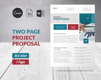 Minimal Project Proposal Canva Template, Word Simple Proposal Two-page, Business Template Proposal, Business Client Proposal Indesign